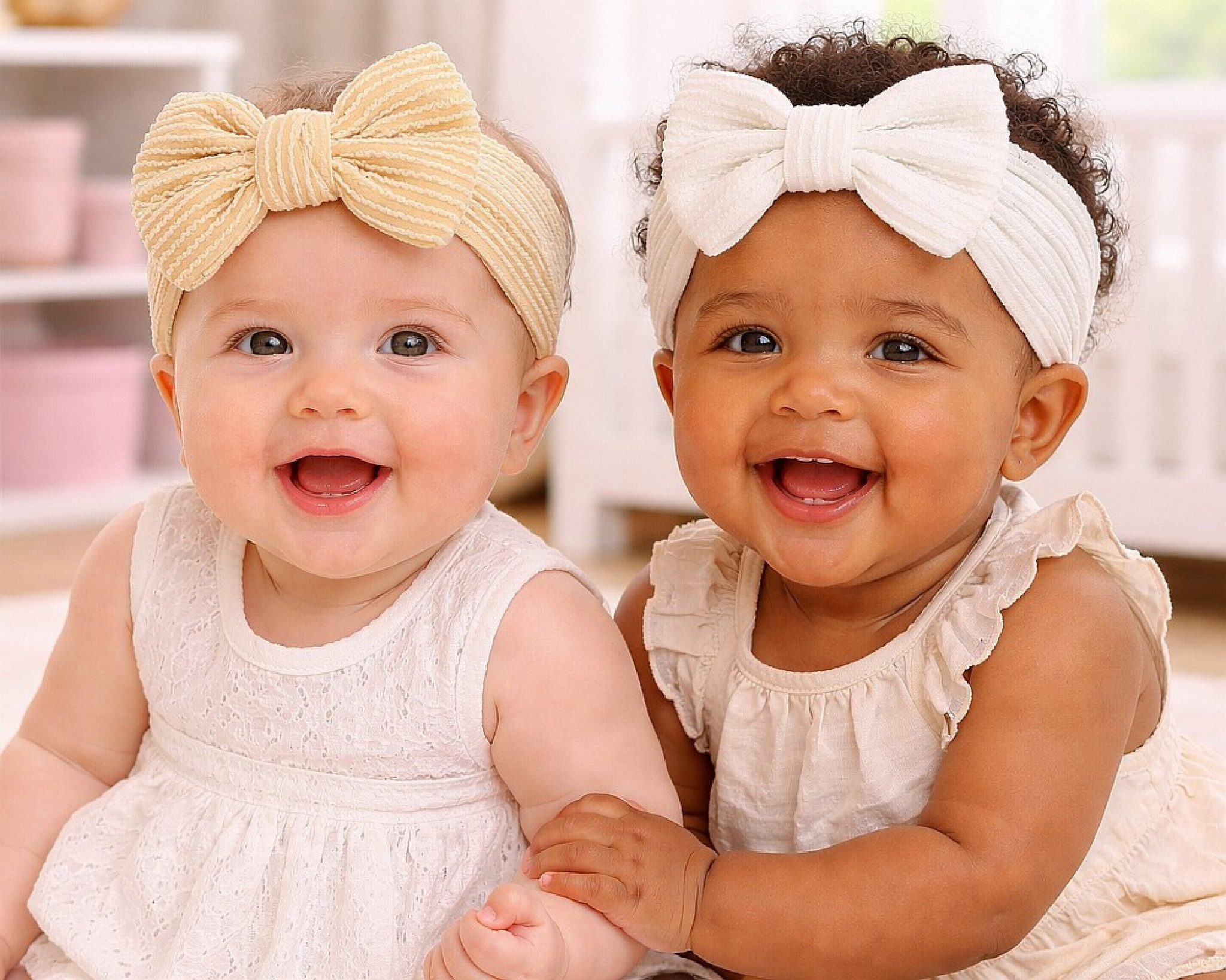 Nursery Time GP25-1397 NT25-1397A Twin Pack Waffle Headband Set (Approx 6-12 months)