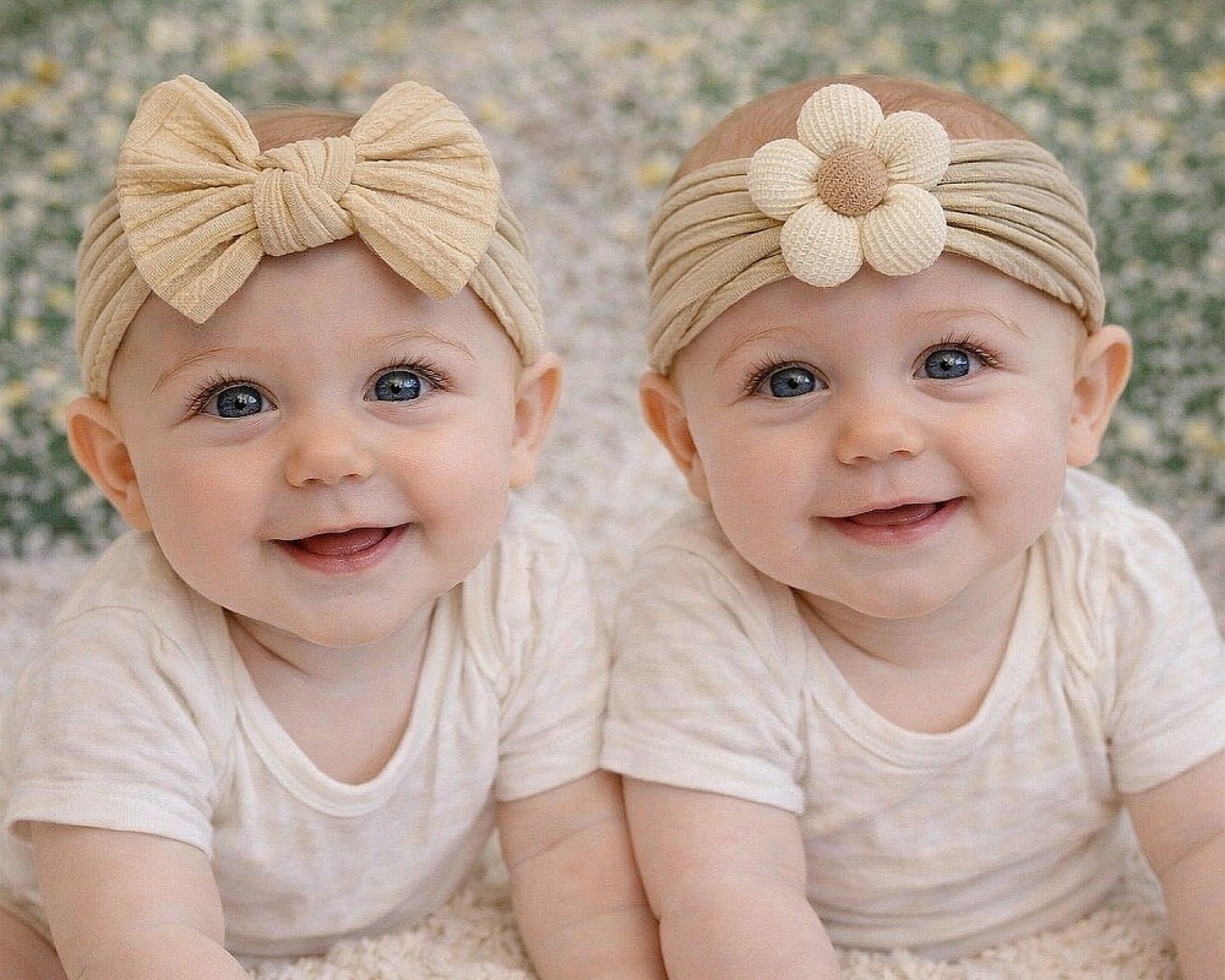 Nursery Time GP25-1398  NT25-1398C Twin Pack Daisy Waffle Headband Set (Approx 0-18m)