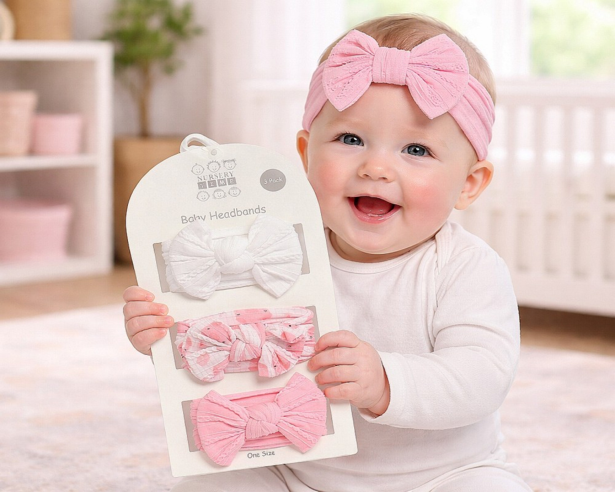 Nursery Time GP25-1400 NT25-1401P Triple Pack Stretch Bow Headband Set