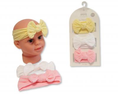 Nursery Time GP25-1403  NT25-1403A Cable Triple Pack Stretch Bow Headband Set