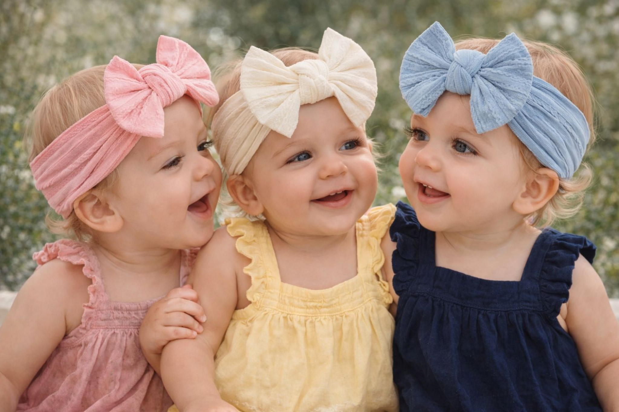 Nursery Time GP25-1404  NT25-1404A Cable Triple Pack Stretch Bow Headband Set