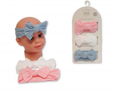 Nursery Time GP25-1404  NT25-1404A Cable Triple Pack Stretch Bow Headband Set