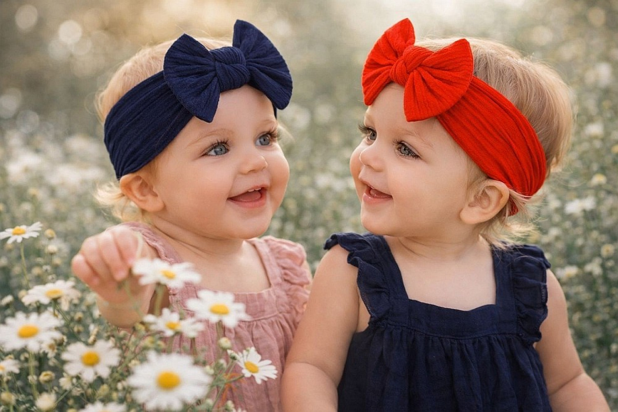 Nursery Time GP25-1400  NT25-1409NR Twin pack Stretch Bow headband set