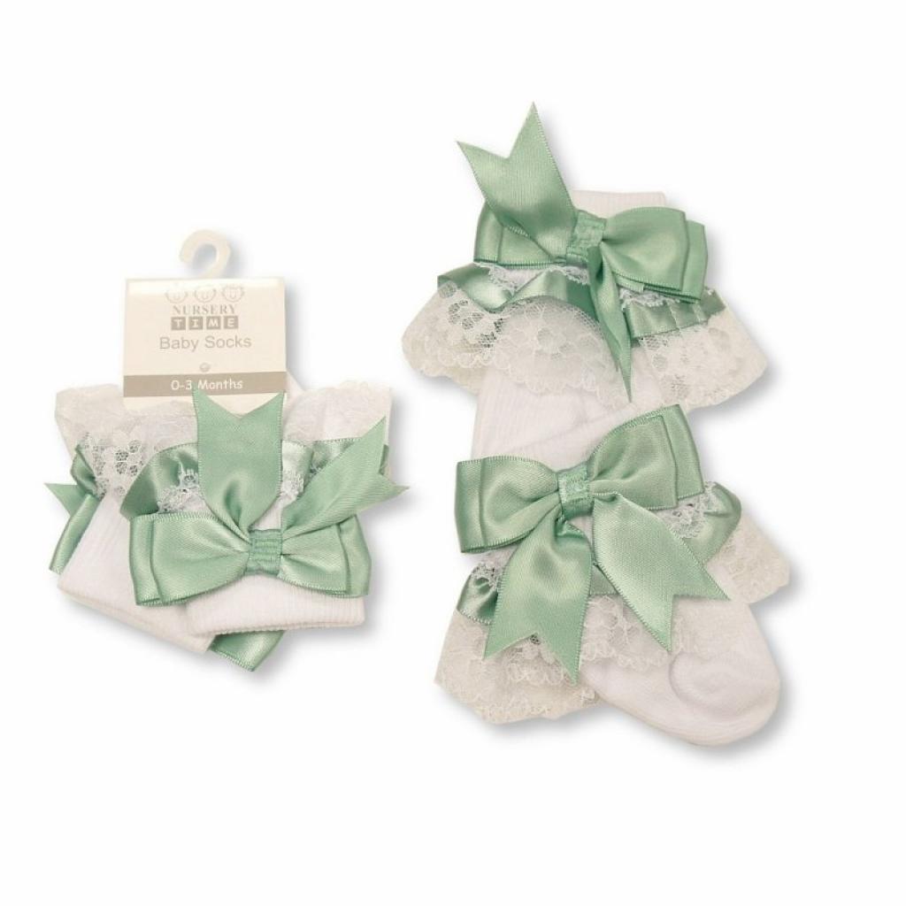 Nursery Time  * NT61-2220SG Sage Green Lace Sock (0-18 months)