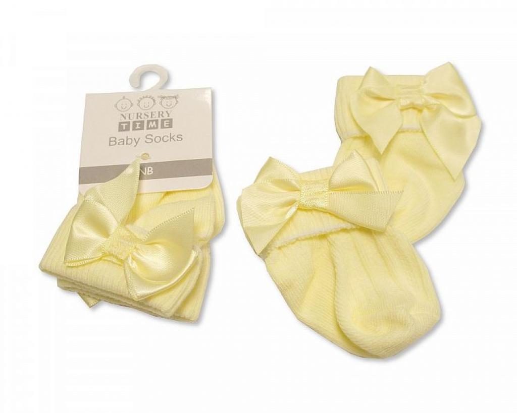 Nursery Time  5035320302232 NT61-2223L-0-3 Lemon Yellow Bow Socks (0-3 months)