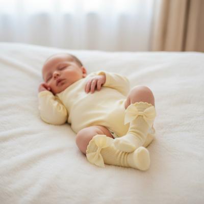 NT61-2224-L  Lemon Knee Length "Bow" Socks  (0-18 months)