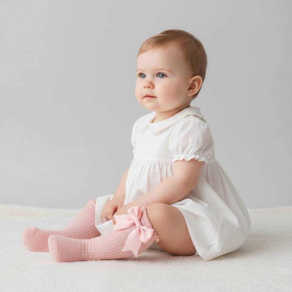 Nursery Time  * NT61-2224-P Pink Knee Length "Bow" Socks (0-18 months)