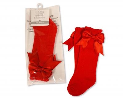 Nursery Time  * NT61-2224-R Red Knee Length "Bow" Socks (0-18 months)
