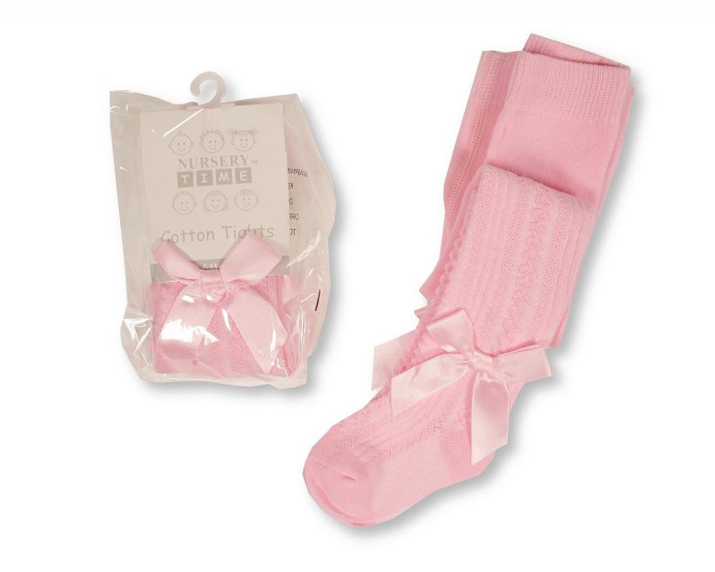 Nursery Time   NT61-2232P Pink Bow Tights (NB-24 months - Choose Size)