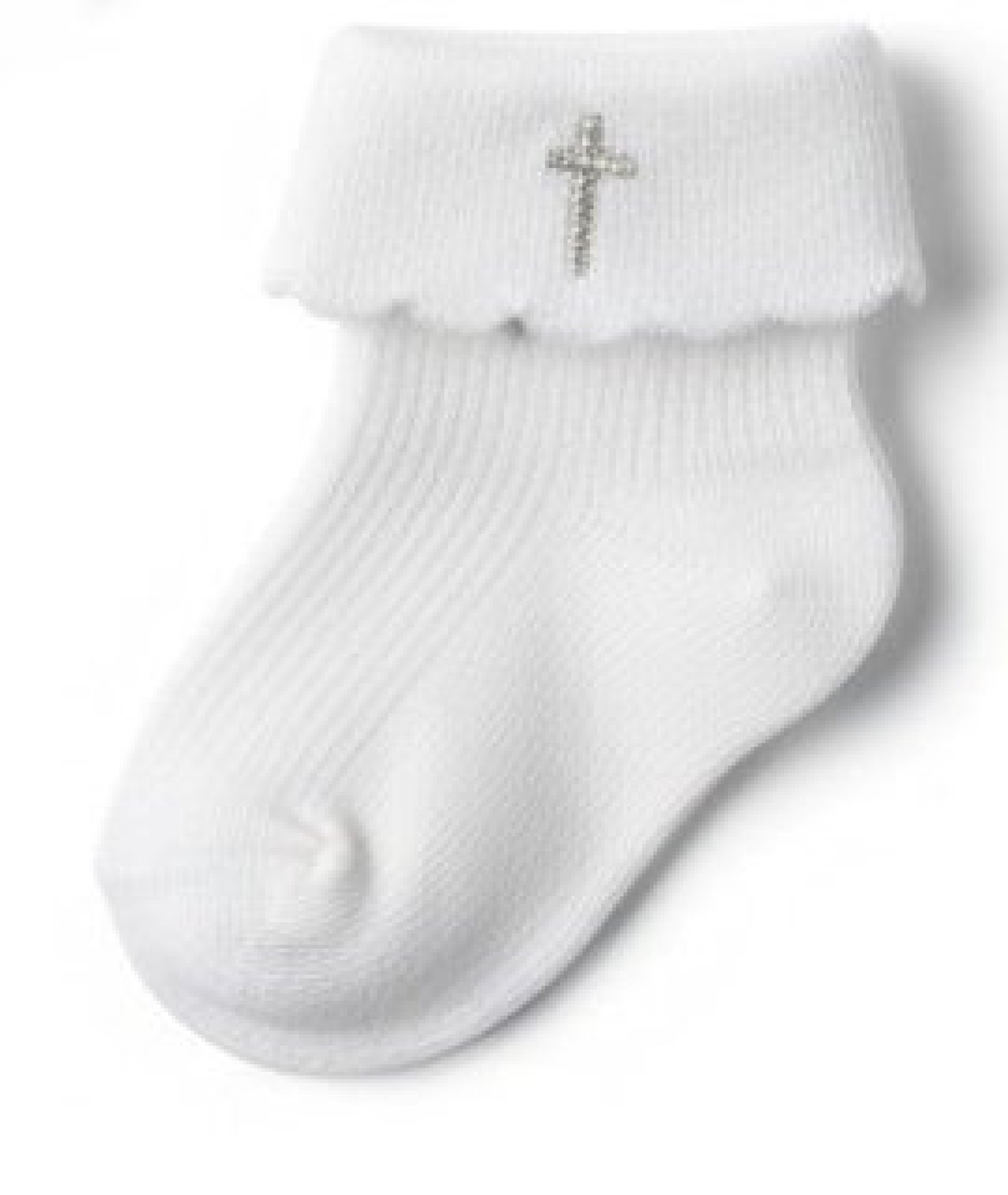 Nursery Time BW-61-2239 0-3m = 5035320102399, 3-6m = 5035320132396 NT61-2239W Silver "Cross" Christening Socks (Choose Size 0-6m)