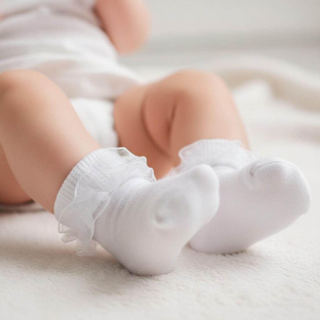 Nursery Time BW-61-2240 0-3m = 5035320102405, 3-6m = 5035320132402 NT61-2240W Lace Trim Socks (Choose Size 0-6m)