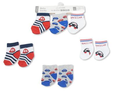 NT61-2244  Triple Pack "Car" Socks  (Choose Size 0-6m)