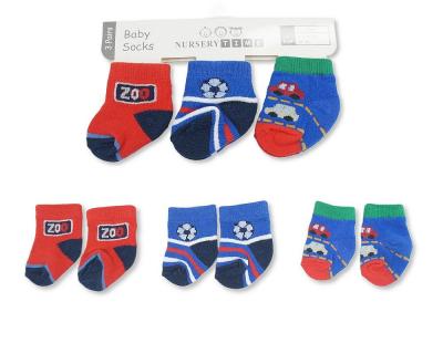 NT61-2245  3 Pack "Football/Car/Zoo" Socks  (Choose Size 0-6m)