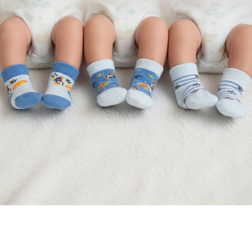 Nursery Time BW-61-2246 0-3m = 5035320322469, 3-6m = 5035320622460 NT61-2246 3 Pack "Space" Socks (Choose Size 0-6m)