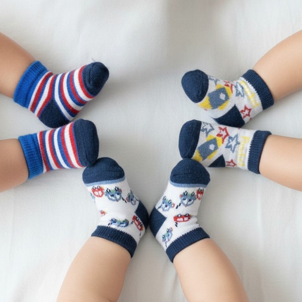 Nursery Time BW-61-2246 0-3m = 5035320322476, 3-6m = 5035320622477 NT61-2247 3 Pack "Cars/Stripes/Stars" Socks (Choose Size 0-6m)