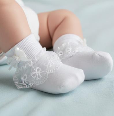 NT61-2249  White Bow Lace Sock  (0-18 months)