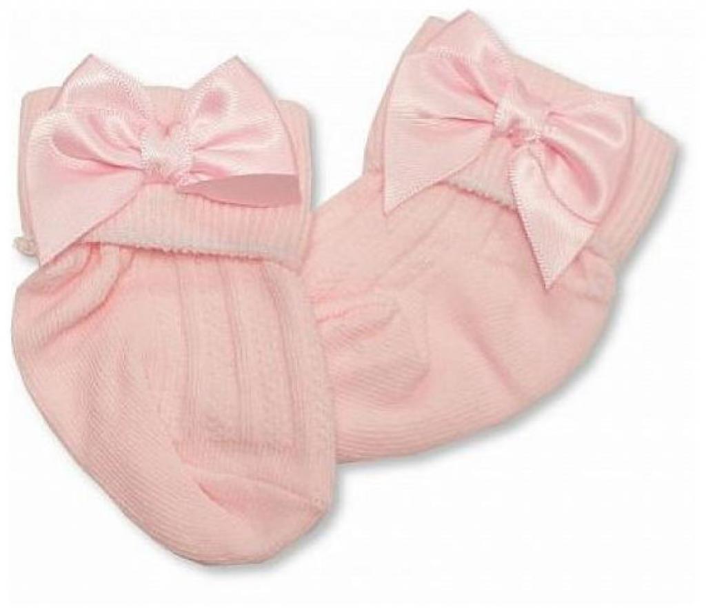 Nursery Time  5035320042237 NT61-2223P-NB Pink Bow Socks (Newborn)