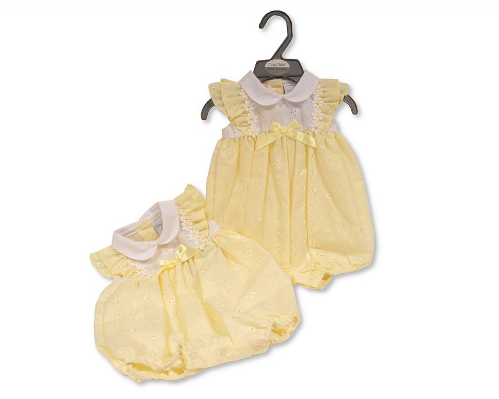 Tiny Chick PB-20-615  TCLBW20-615 "Daisy" Broderie Anglasie Romper (3-8lbs)