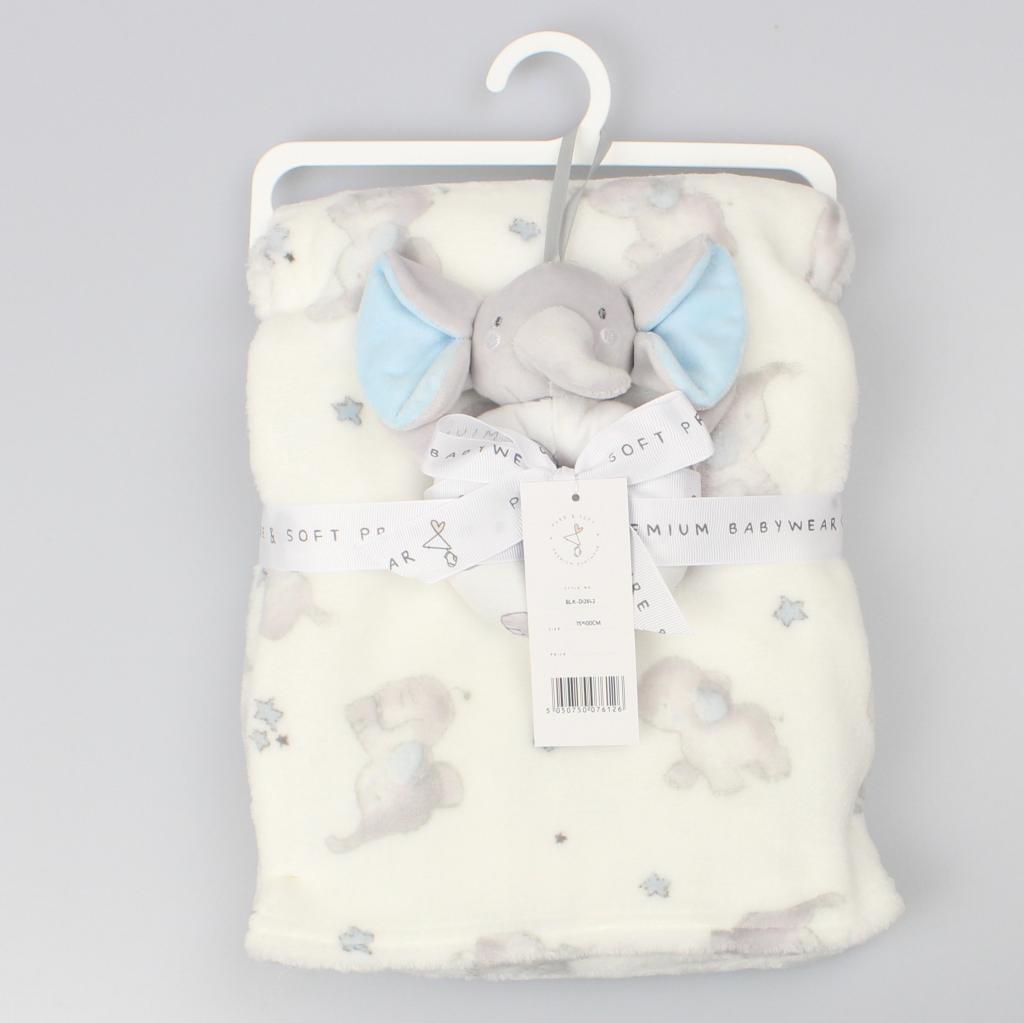 Pure & Soft BLK/D12842  PSD12842 "Elephant" Plush Blanket and Rattle