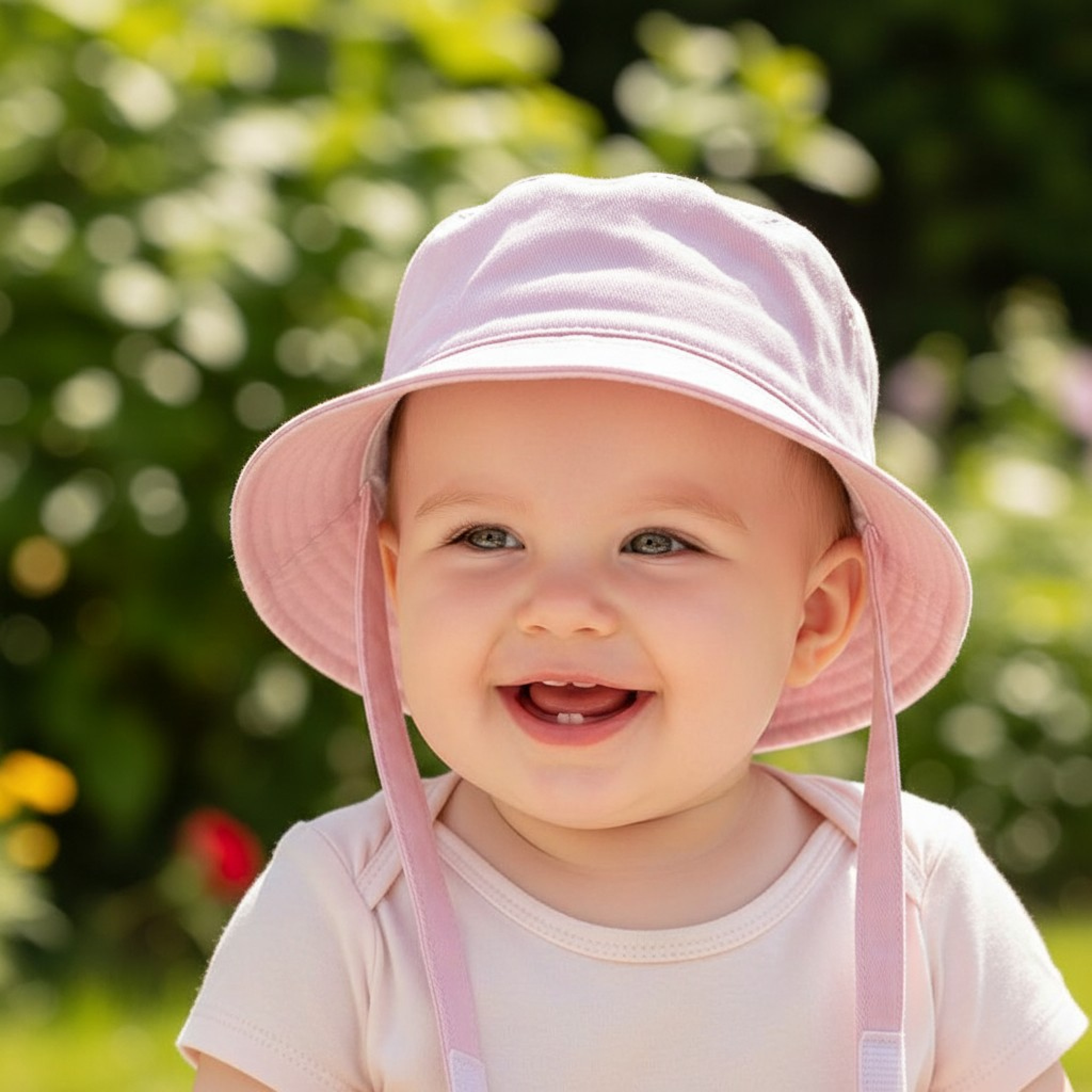Pesci Baby KIDS/0241 5055185857036 PB0241P Pink Bucket Hat with Chin Strap (0-12 months)