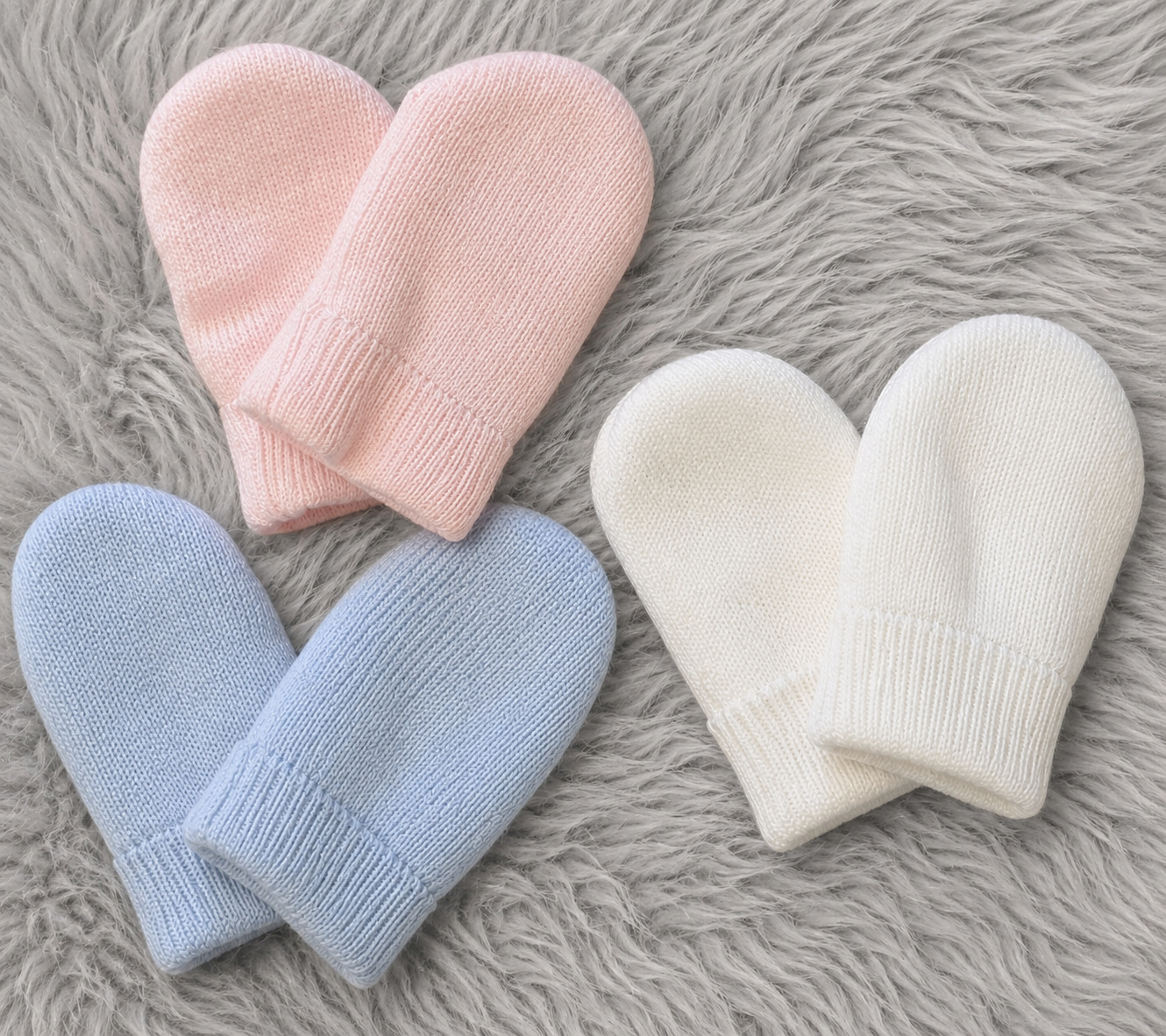 Pesci Baby  5055185825080 PB1742-9 Knitted Thumbless Mitten (Pink Blue White - One Size)