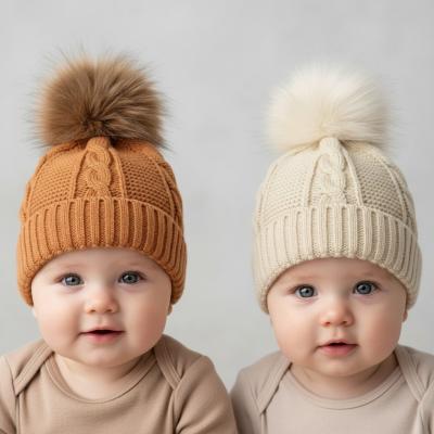 PB6237   Fully Lined Cable Pom Pom Hat (6-18months)