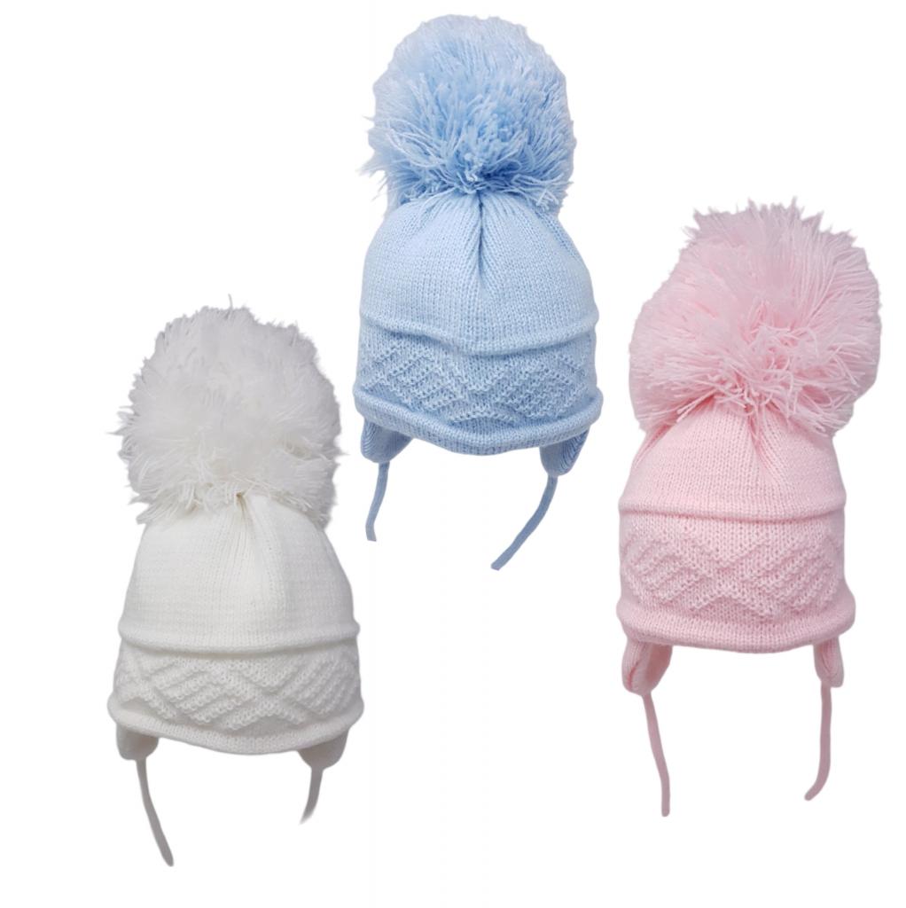 Pesci Baby KIDS6256 * PB6256 Large Pom Pom Knit Hats (0-6 months)