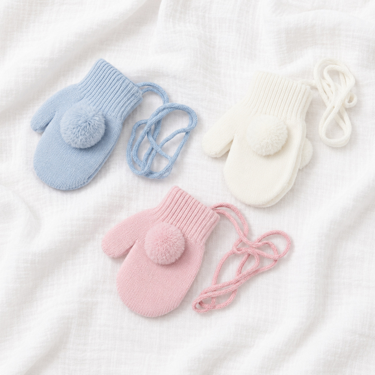 Pesci Kids  5055185825929 PK6145-13A Connected Pom Mitts (Infant)
