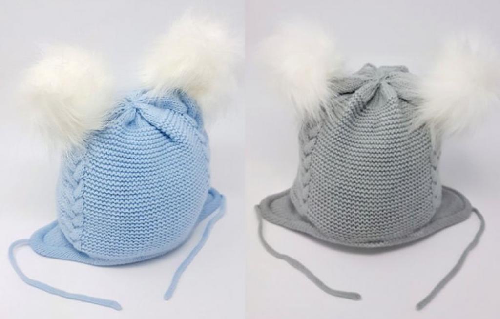 Pesci Baby   PB6213SG Cotton Lined Double Pom Hat ( 6-18 months)