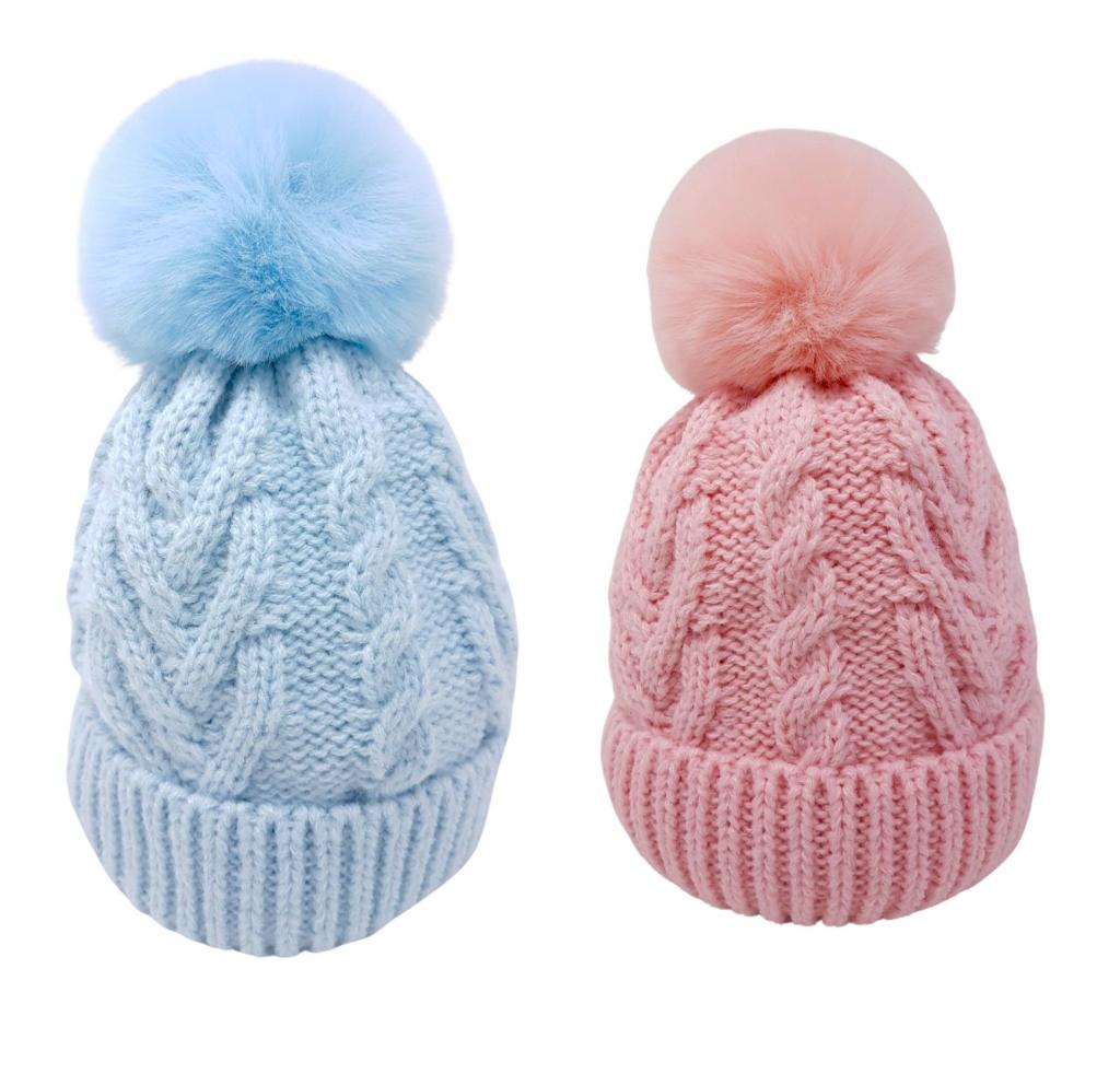 Pesci Kids KIDS/6231 * PK6231 Knitted pom pom hat ( 0-6 months)