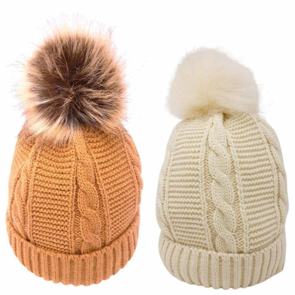 Pesci Kids KIDS/6237 * PK6237 Fully Lined Cable Pom Pom Hat(6-18months)