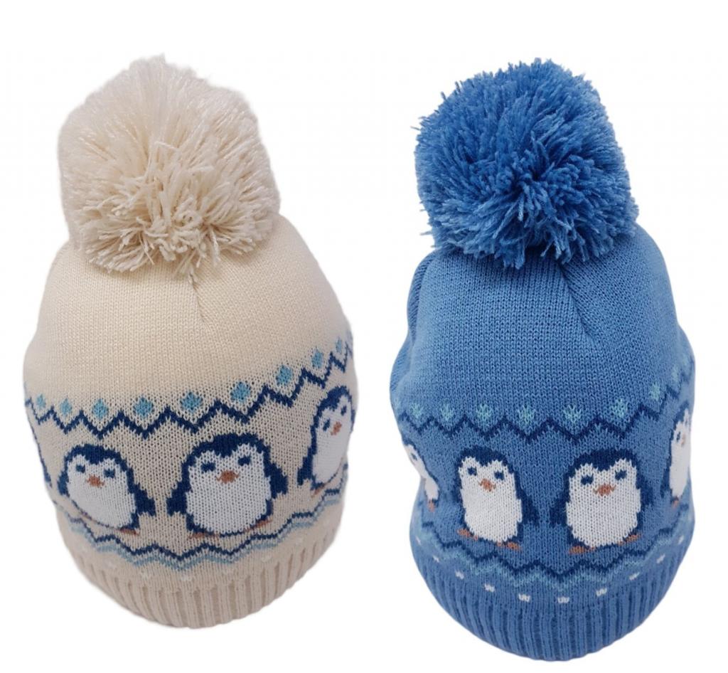 Pesci Baby KIDS 6259 * PB6259 Fully Lined Pom Pom Penguin Hat(6-18months)