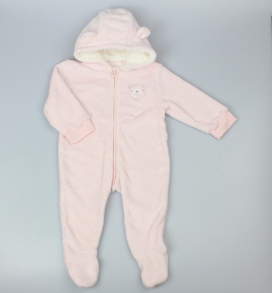 Pure & Soft   PSG23056 Pink bear Fleecy pram Suit( 3-12 months)