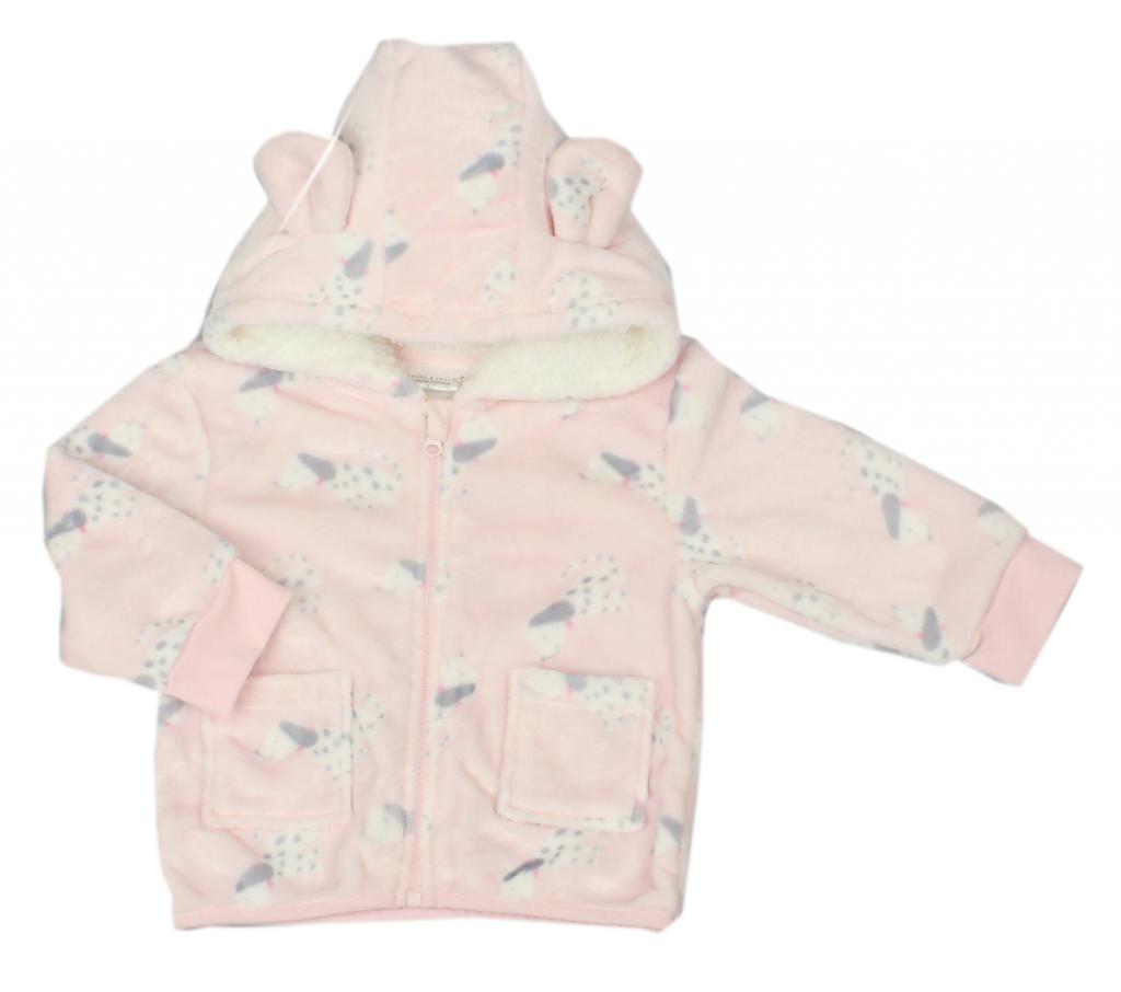 Pure & Soft  * PSG33080 Pink Dalmatian Fleecy jacket ( 6-24 months)