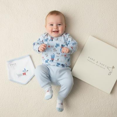 PSM14353  Top, Trousers, Bib & Socks  " Puppy"  ( 0-6 months)