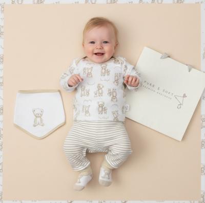 PSM14355  Top, Trousers, Bib & Socks  " Teddy"  ( 0-6 months)