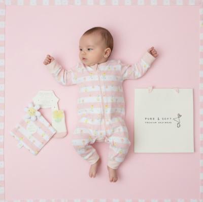 PSM15859  Zip Romper, socks & Comforter "Floral"  ( 0-6 months)