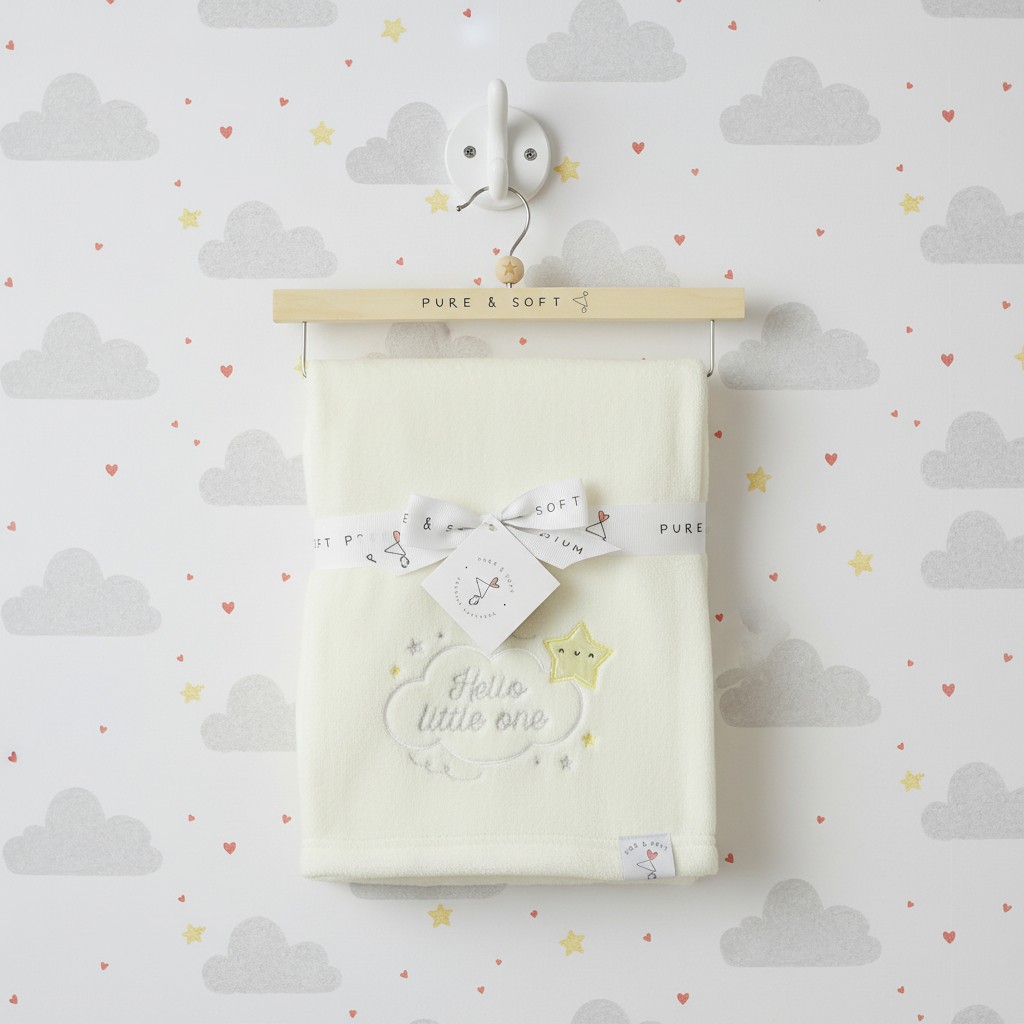 Pure & Soft WRP/N14647 5050750106892 PSN14647 Plush Wrap with Star on Hanger "Hello"
