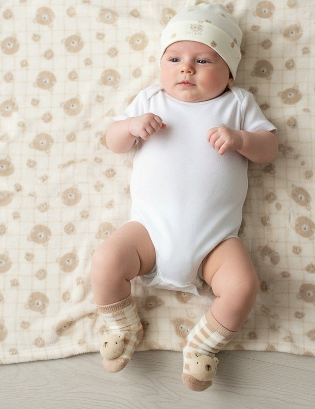 Pure & Soft WRP/N14692  PSN14692 Wrap , Hat and Rattle socks Gift Set (0-4 months)