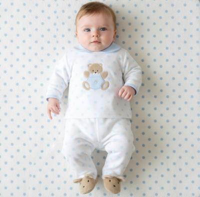 PX0058-WS  "Teddy Spot" Velour Two Piece  (NB-6 months)