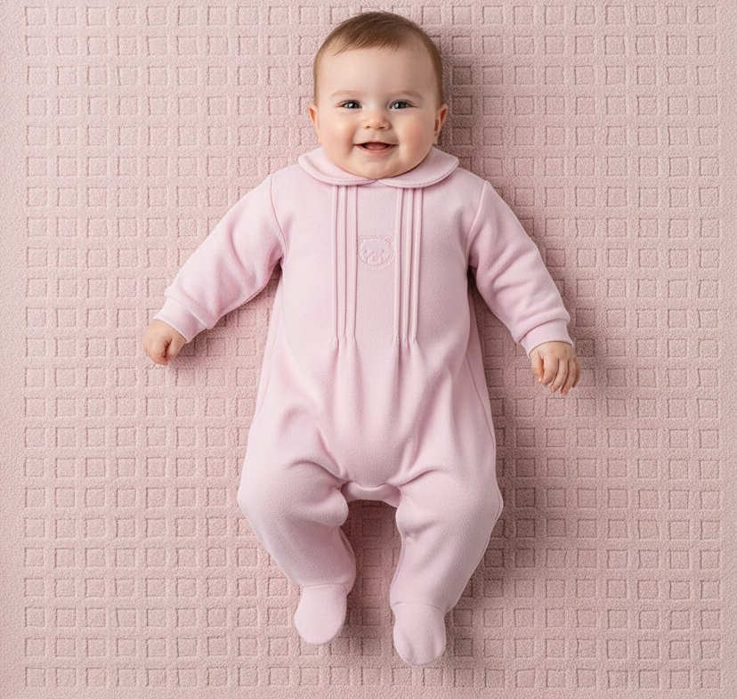 Pex B0059 * PX0059_AIO-P  Pink "Bear" Velour All In One (NB-6 months)