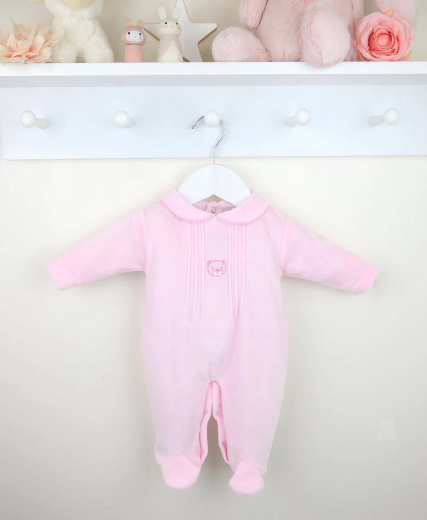 Pex B0059 * PX0059_AIO_P  "Bear" Velour All In One (NB-6 months)