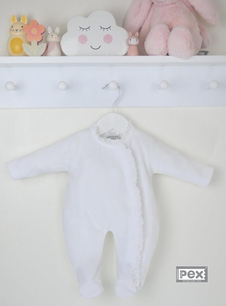 Pex  * PX0061-W White "Lace" Velour All In One (NB-6 months)