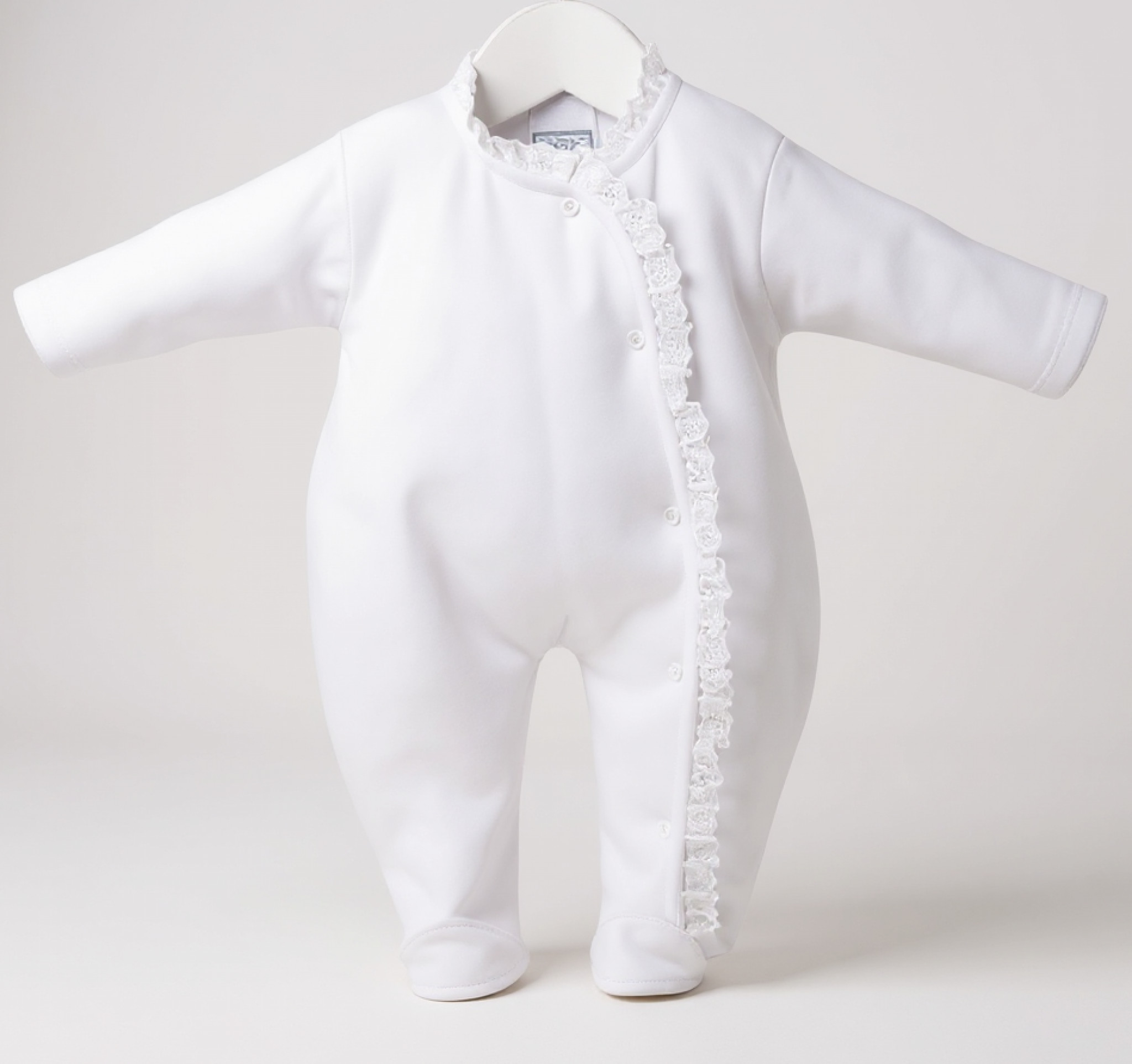 Pex  * PX0061W White "Lace" Velour All In One (NB-6 months)
