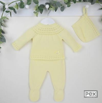 Pex B0097 * PX0097-L Cara Lemon Knitted Three Piece Set (9-24 months)
