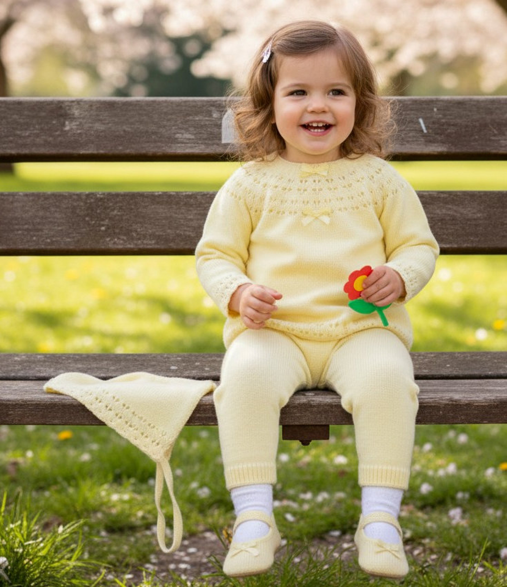 Pex B0097 * PX0097L Cara Lemon Knitted Three Piece Set (9-24 months)