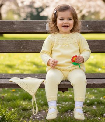 PX0097L  Cara Lemon Knitted Three Piece Set  (9-24 months)