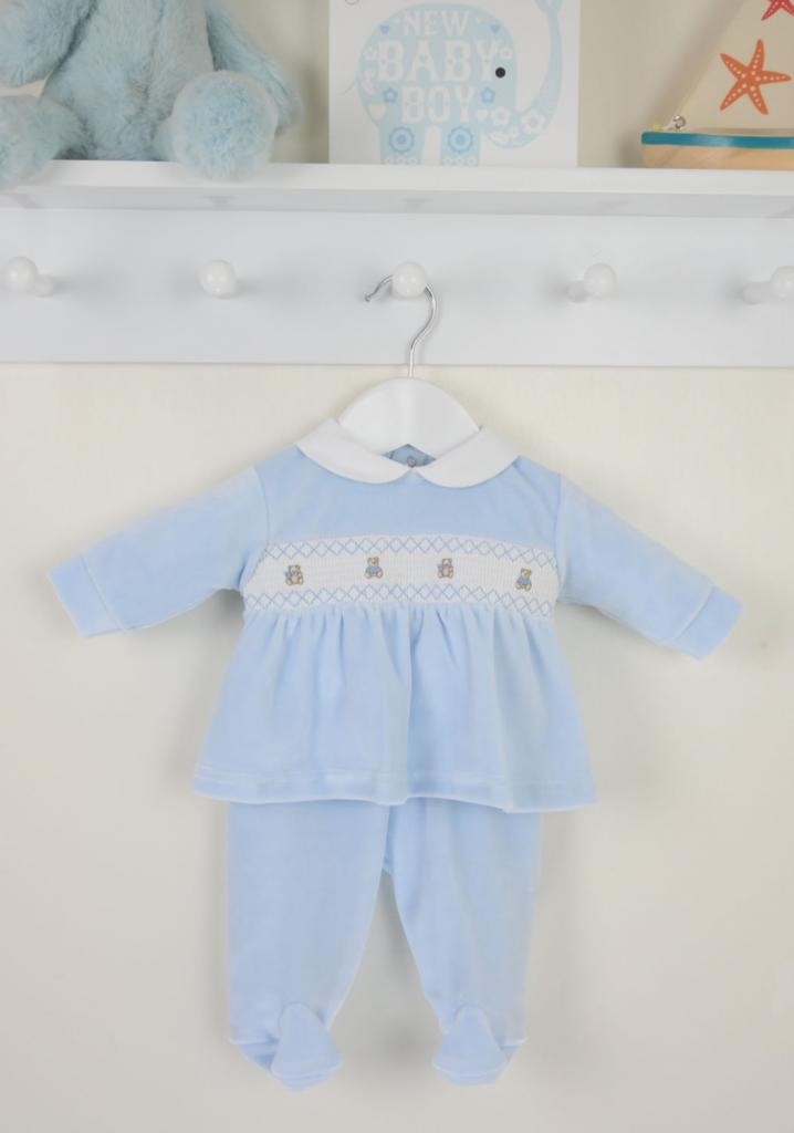 Pex  * PX0273-S Smocked Teddy Velour Outfit (Newborn - 6 months )