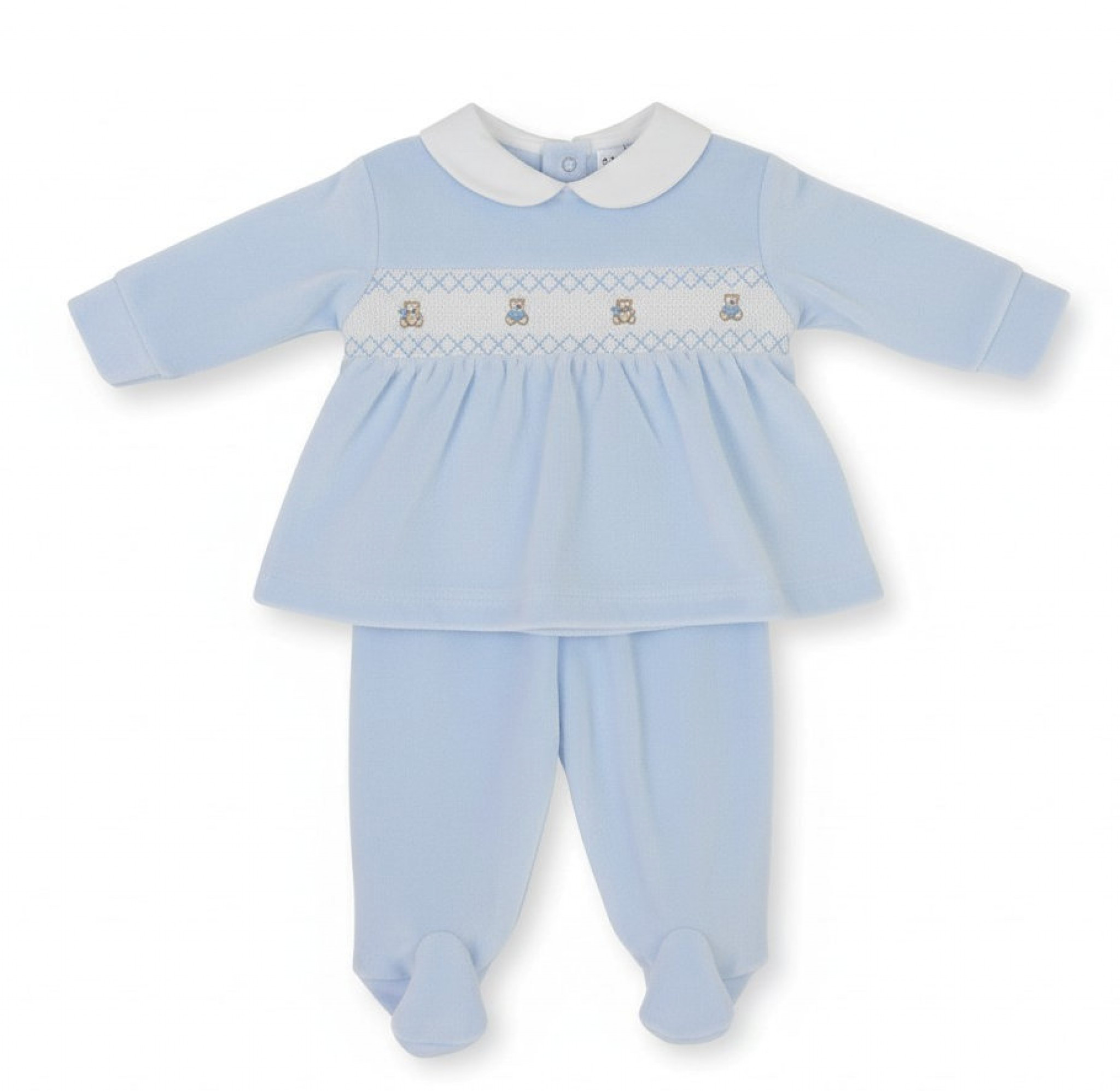 Pex  * PX0273S Smocked Teddy Velour Outfit (Newborn - 6 months )