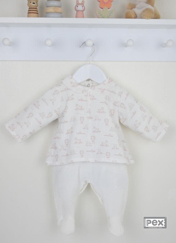 Pex   PX0369-P Layered Sleepsuit Pink ( Newborn -6 months)